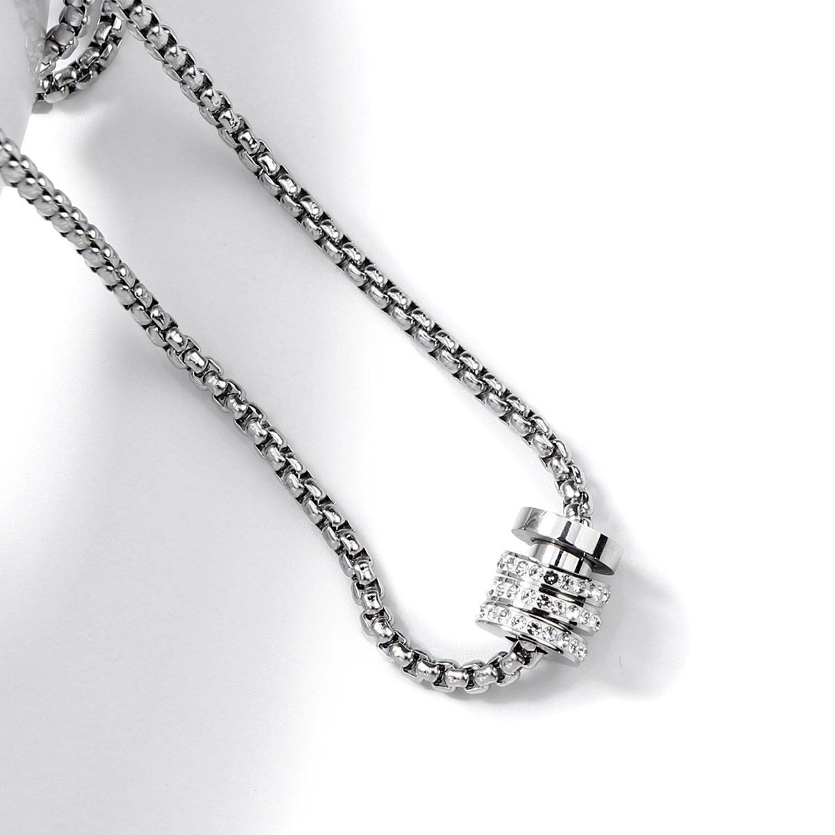 genanx闪电潮牌街头嘻哈亮钻三环钛钢挂链配饰项链