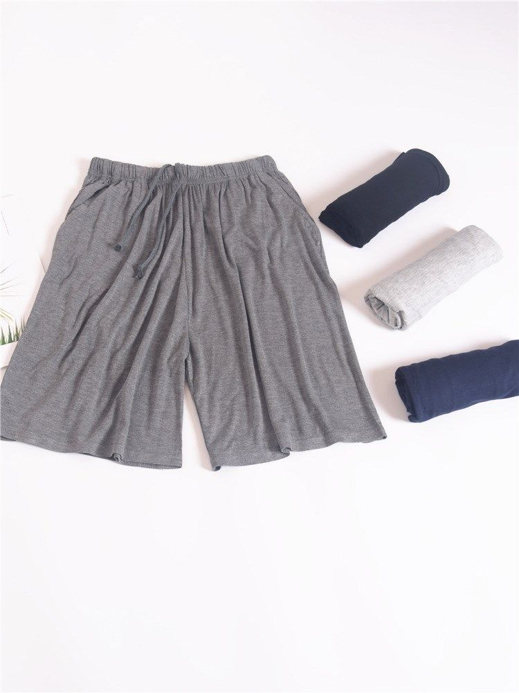 宽松男士家具短裤大裤叉男夏季裤头睡觉棉绸睡裤