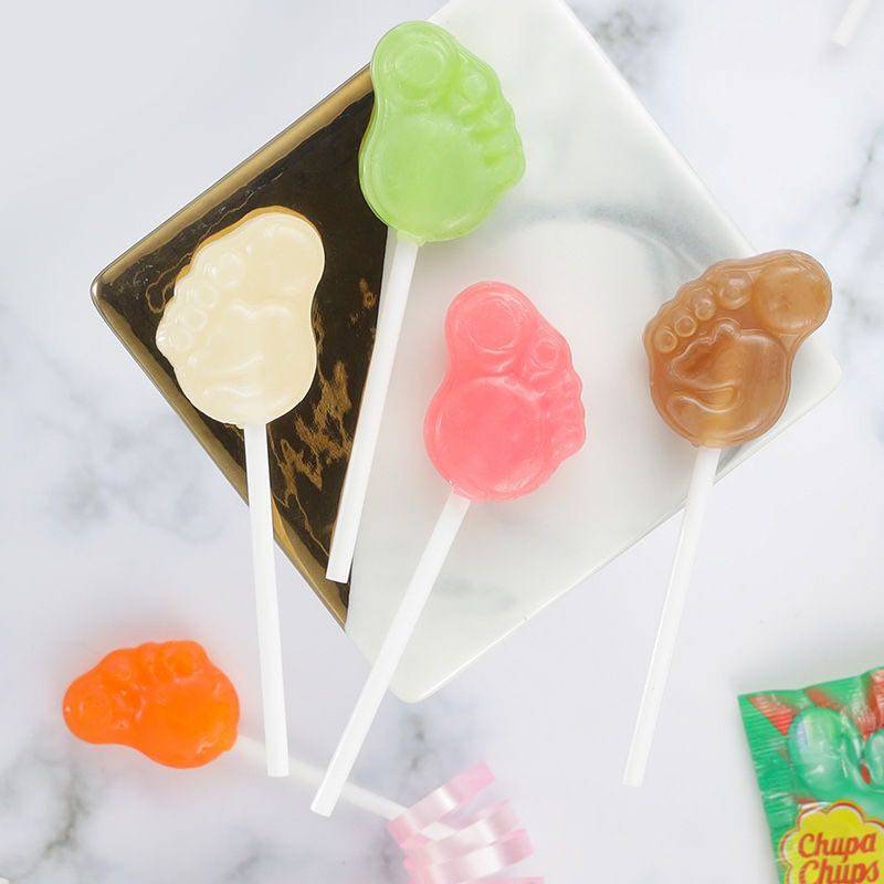 珍宝宝珠脚丫造型水果棒棒糖10只散装现货万圣节传统糖果