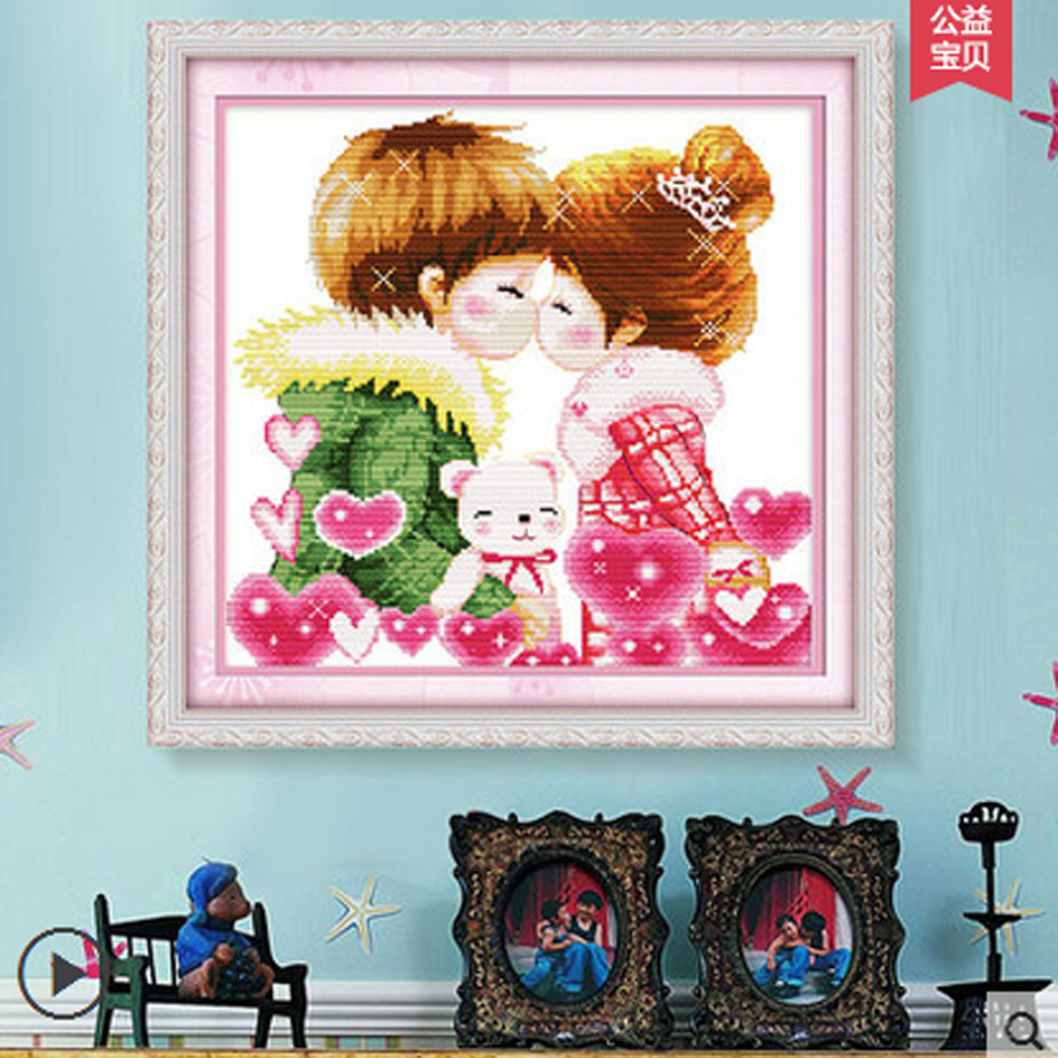 十字绣蒙娜丽莎结婚浪漫爱情亲亲吾爱szx客厅套件卡通十字绣套件