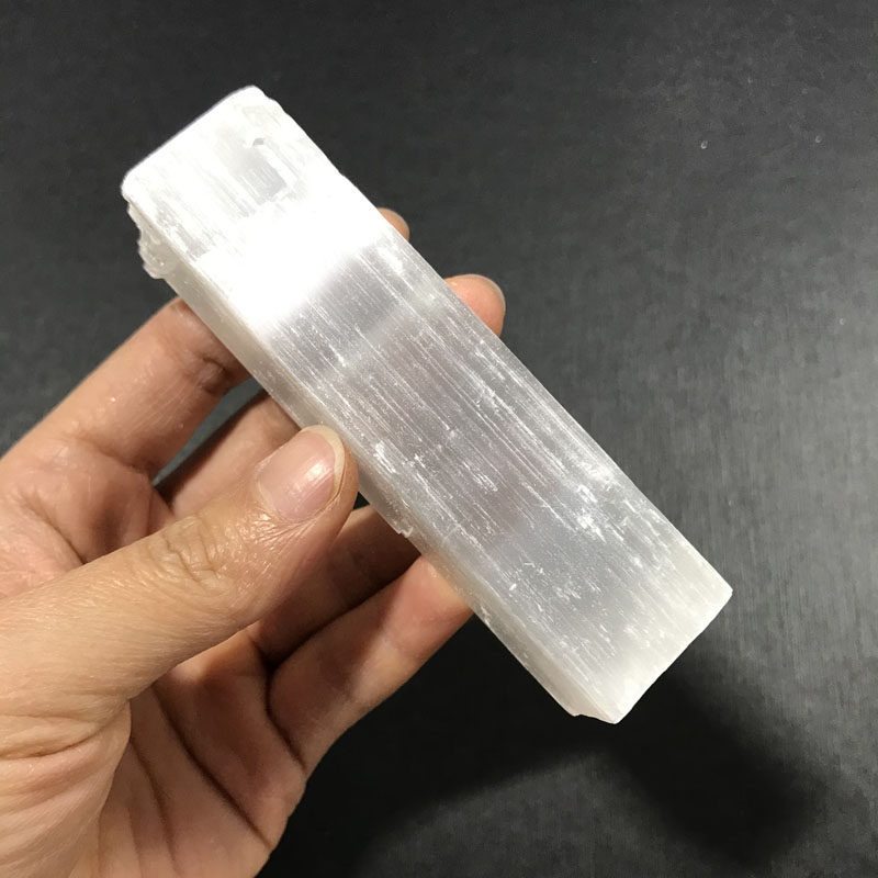 石膏摆件天然摩洛哥原石长条方柱形柱形原矿水晶摆件