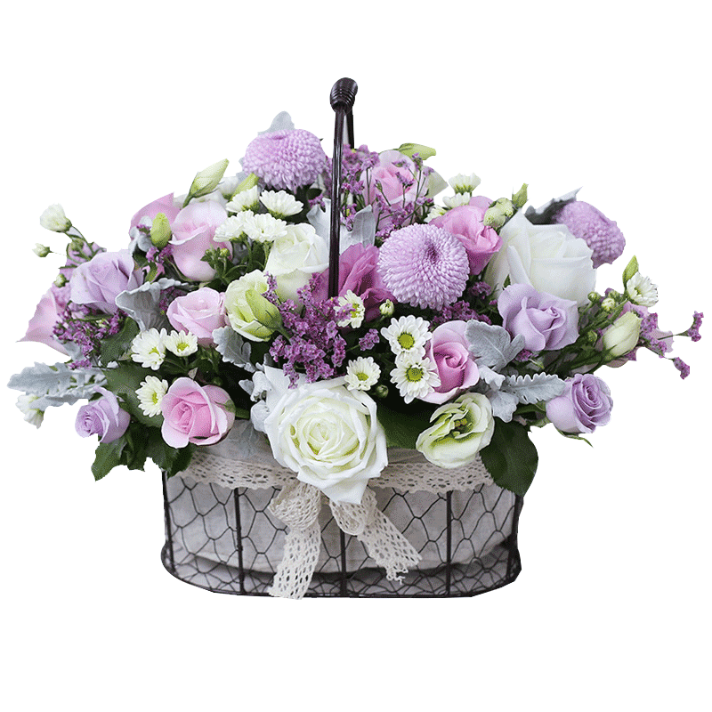 【鲜花速递(同城)】北京同城鲜花速递韩式手提花篮生日上海济南烟台