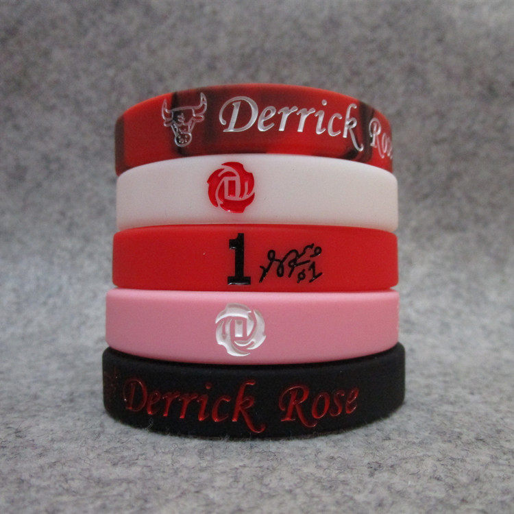 篮球球星1号德里克罗斯玫瑰签名夜光运动手环篮球球迷用品