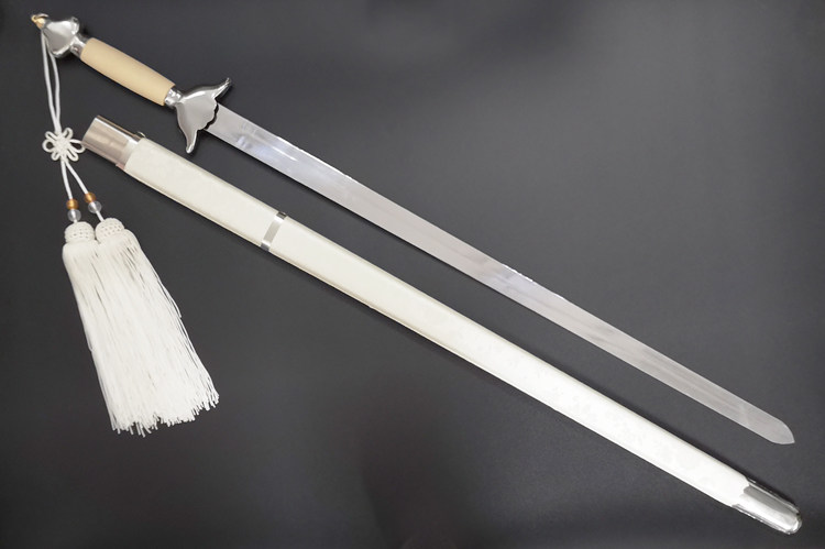 白色太极剑武术剑晨练剑道具拍照舞蹈表演训练cos软剑硬剑未开刃