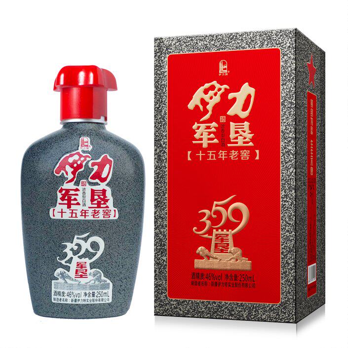 伊力军垦359十五年老窖46度 10瓶 250ml整箱伊犁伊利军垦纯粮酿造