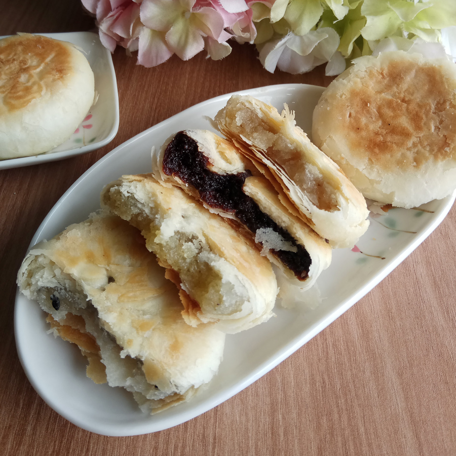 沙市大赛巷矮子馅饼500克1斤装红糖饼绿豆饼肉松月饼