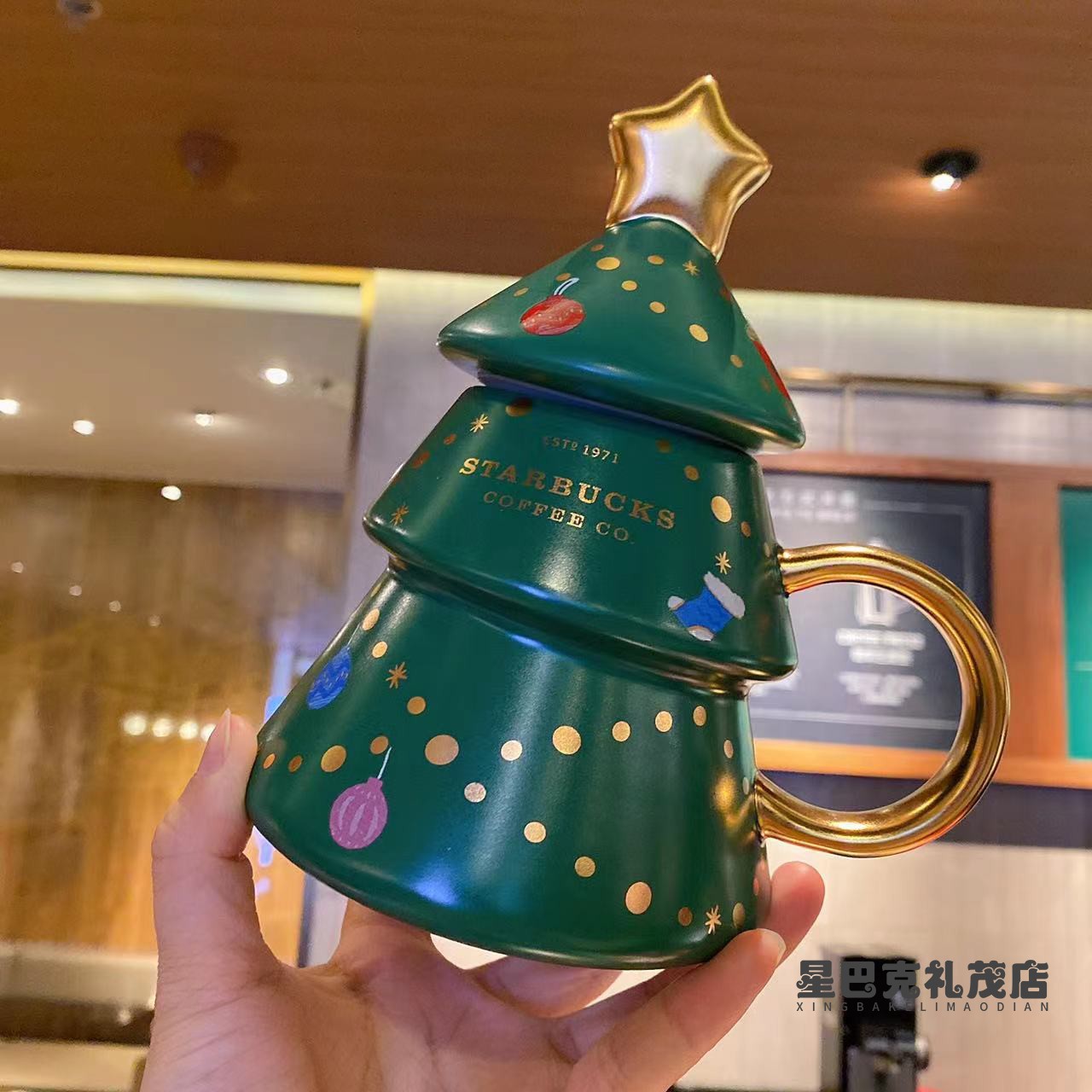 星巴克杯子圣诞节2021姜饼人圣诞树造型陶瓷马克玻璃保温杯