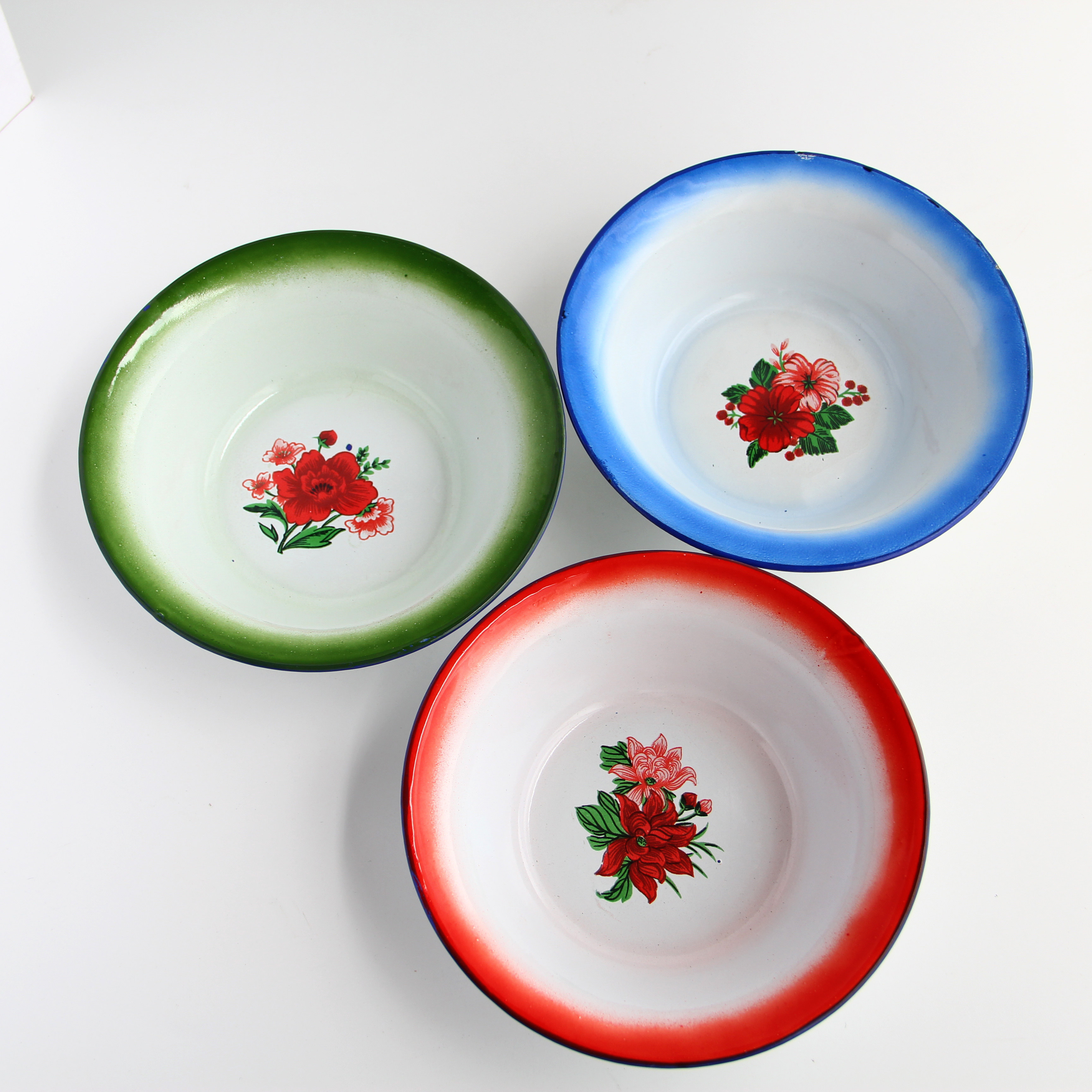 10个包邮怀旧复古老式搪瓷平边碗汤盆薄款油碟蘸料碗碗