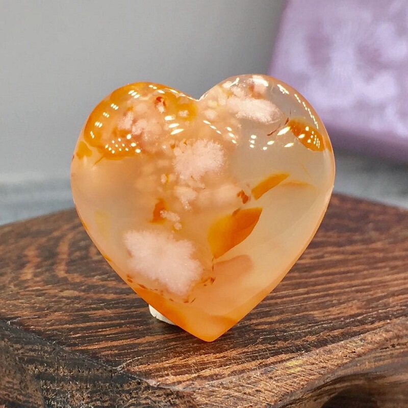 樱花玛瑙吊坠冰透水润飘立体小爆米粉花牛血红龙纹爱心锁骨坠送礼