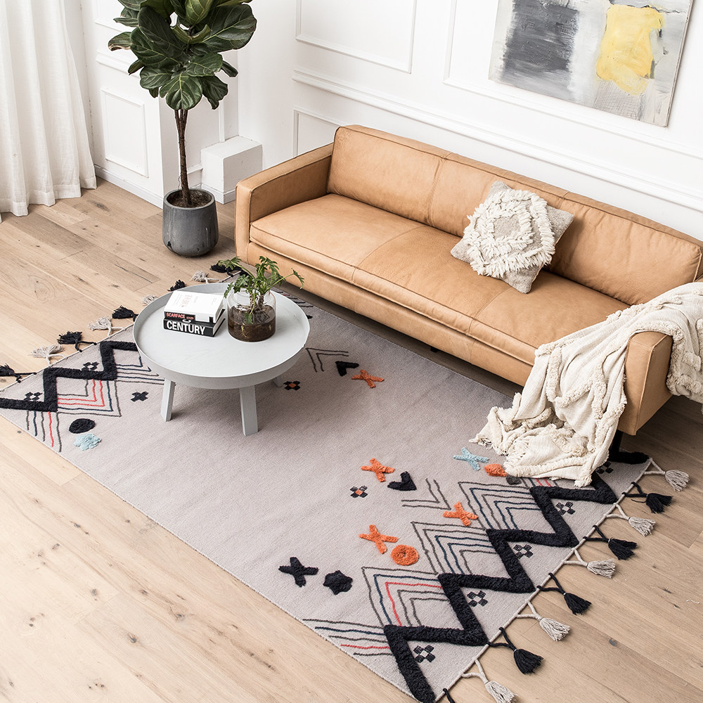 地毯视觉味道进口摩洛哥风格手工编织羊毛客厅茶几地毯