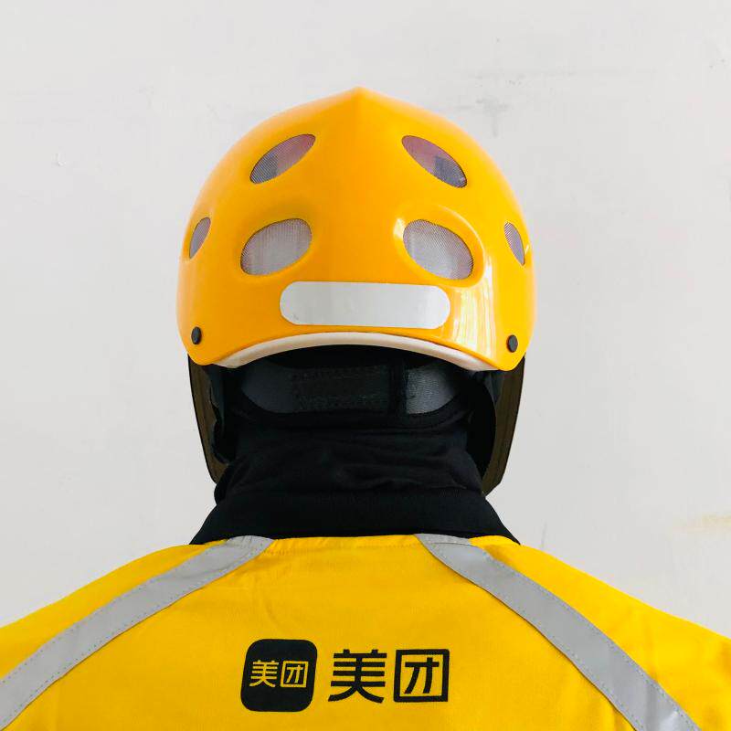 美团新款骑手夏季镜片半盔大码头盔透气帽子头盔