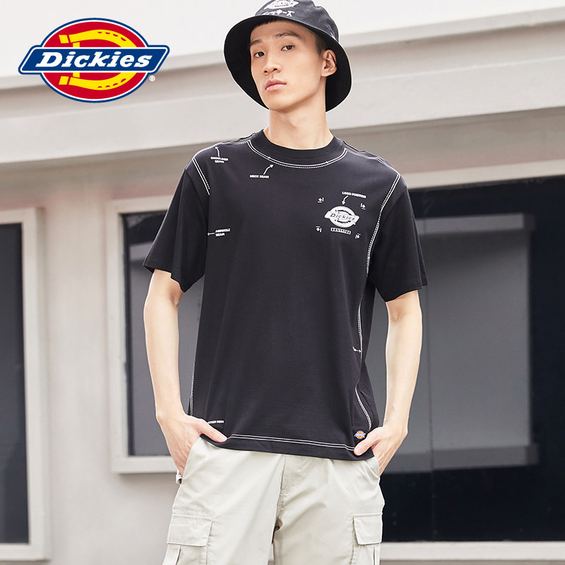 dickies印花短袖男士夏季新品撞色圆领休闲全棉t恤