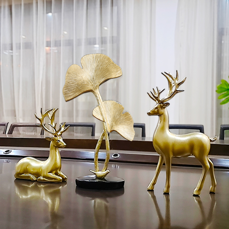 美式玄关装饰摆件 欧式麋鹿客厅酒柜招财摆设创意工艺品结婚礼物