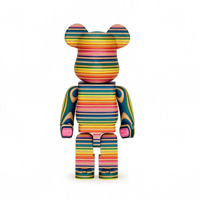 实木bearbrick400%木头熊积木熊彩虹熊暴力熊周董同款潮玩盲盒潮玩