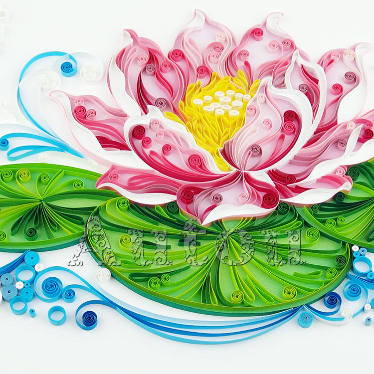 出水芙蓉荷花莲花 衍纸线稿图纸衍纸画材料包 底稿图衍纸底纸图稿