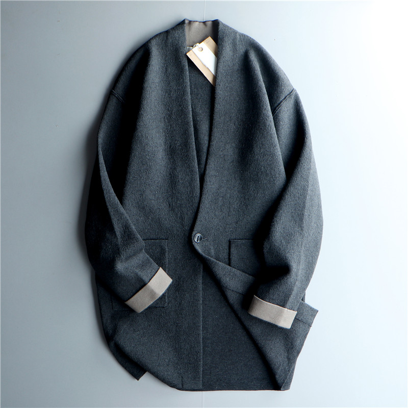 2色 加厚 质感好！男刺绣针织开衫中长款韩版潮流宽松毛衣外套01