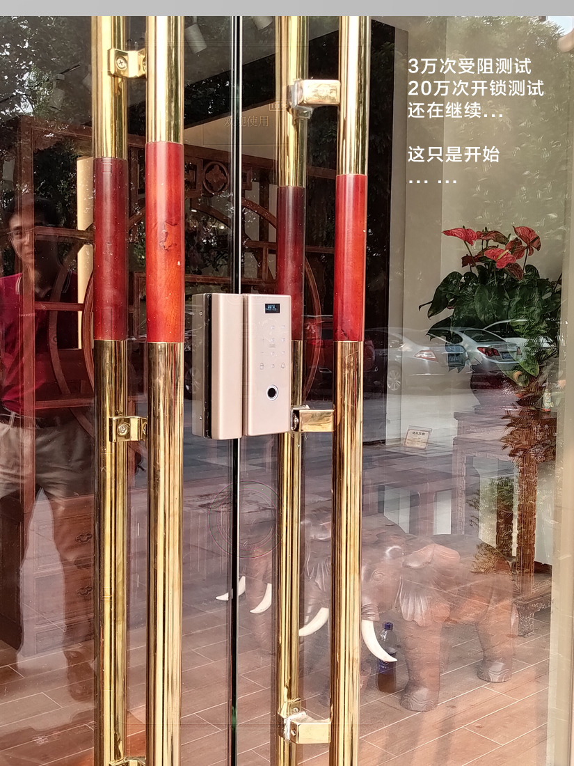 开孔自动玻璃门平移智能电动感应控制器指纹密码锁智能门锁