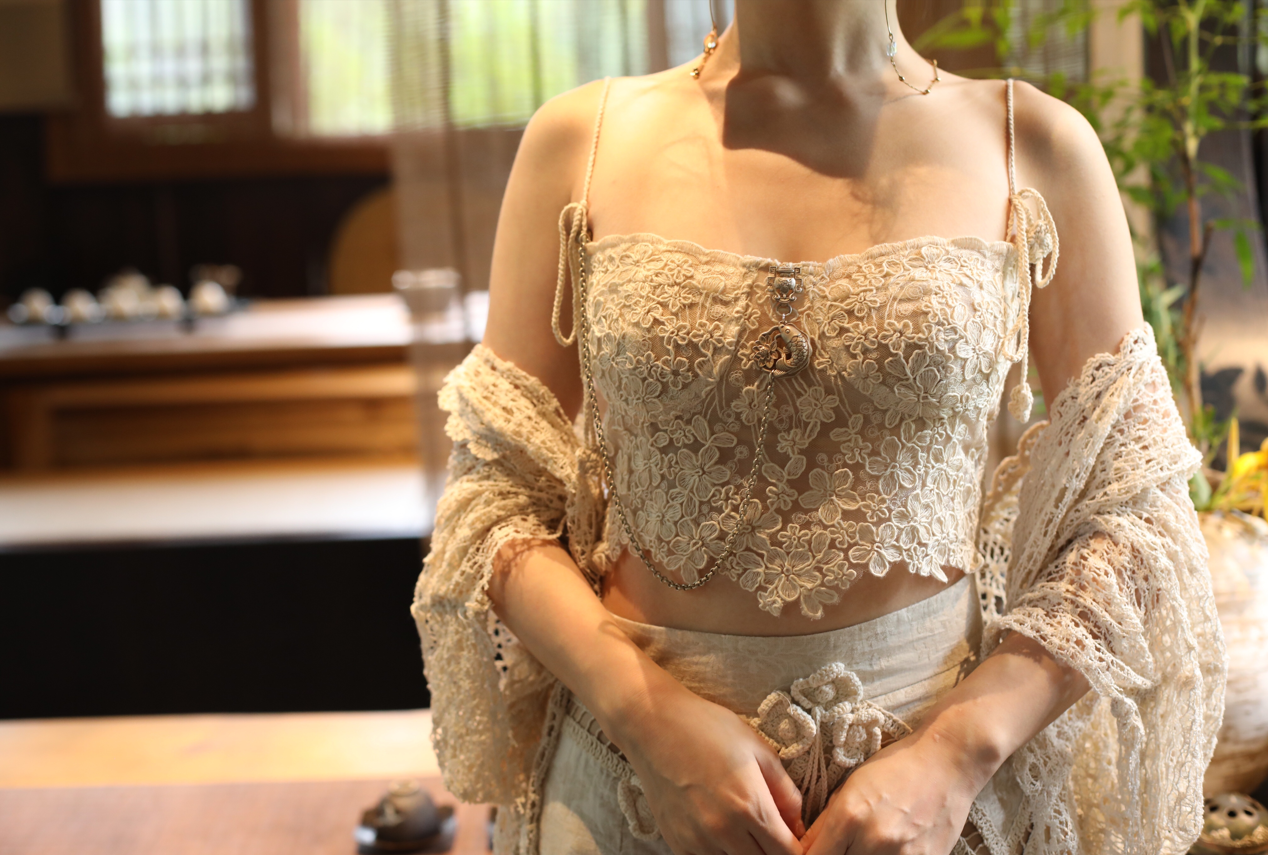 盖亚夫人《骨生花》之吊带  独立设计师 仙气立体花朵不规则胸衣