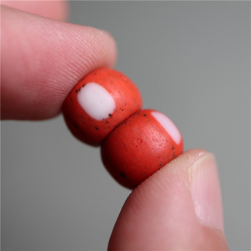 包老少见精品清代珊瑚珠红琉璃散珠一对文玩其他diy饰品配件