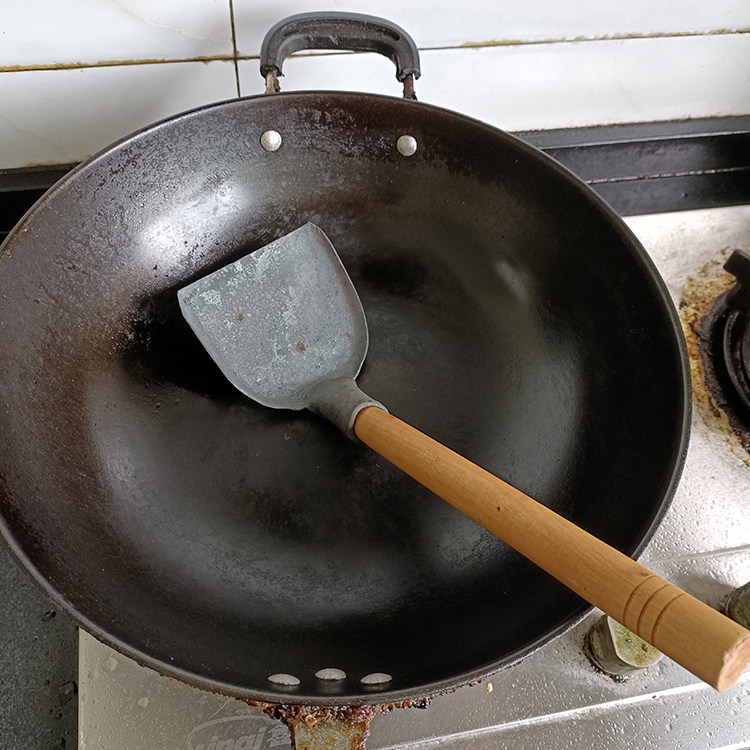 锅铲手工打铁农村老式不锈钢木柄生铁小号炒菜锅铲