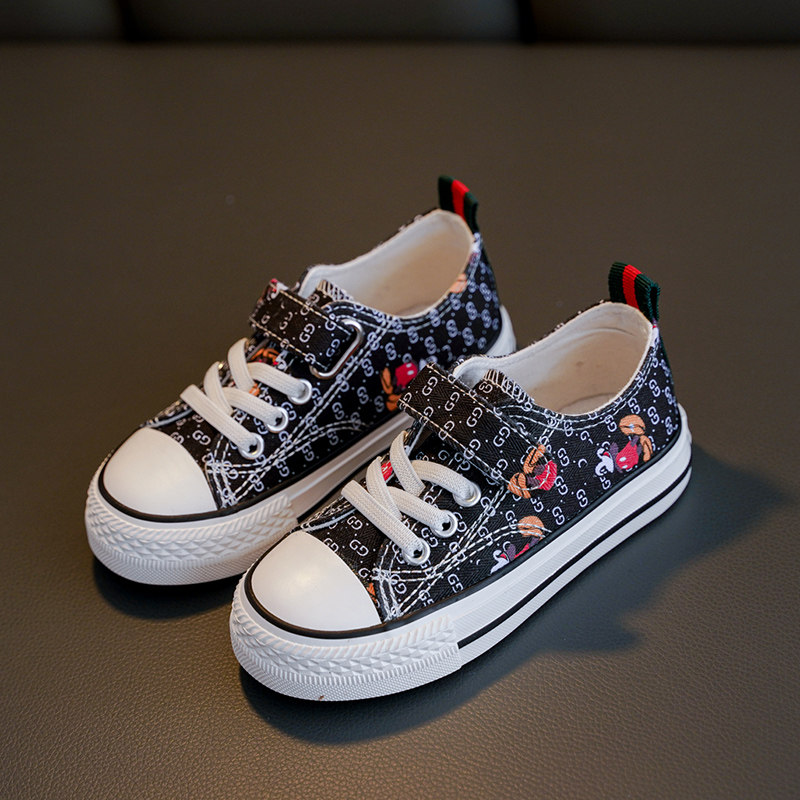 儿童帆布鞋男童鞋女童2020年春季夏季潮童板鞋小童宝宝涂鸦布鞋子