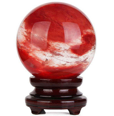 开光天然红水晶球摆件家居风水球鸿运当头转运珠招财熔炼水晶原石