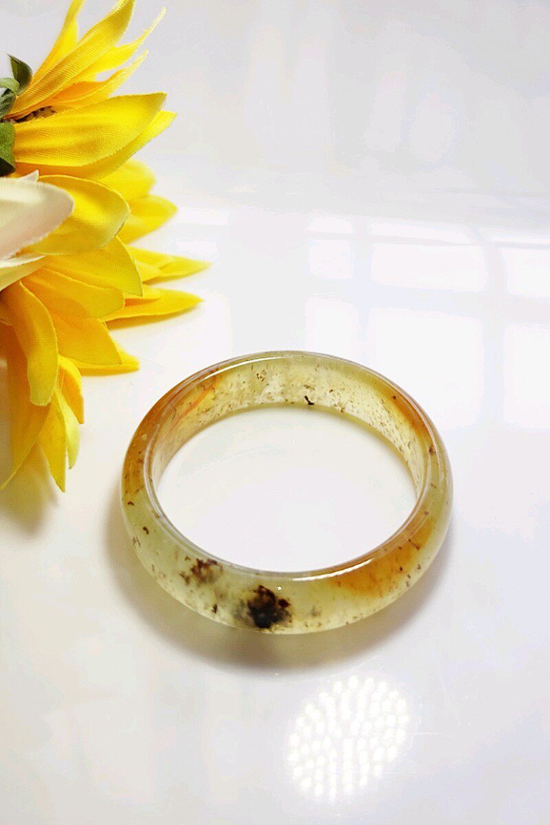 辽宁岫岩玉冰种岫玉红花玉手手镯天然玉石玉镯手饰