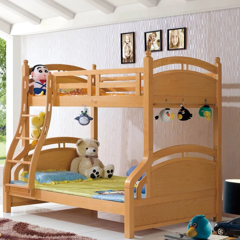 实木双层床15米榉木儿童高低床小孩卧室原木品质简单拼接子母床