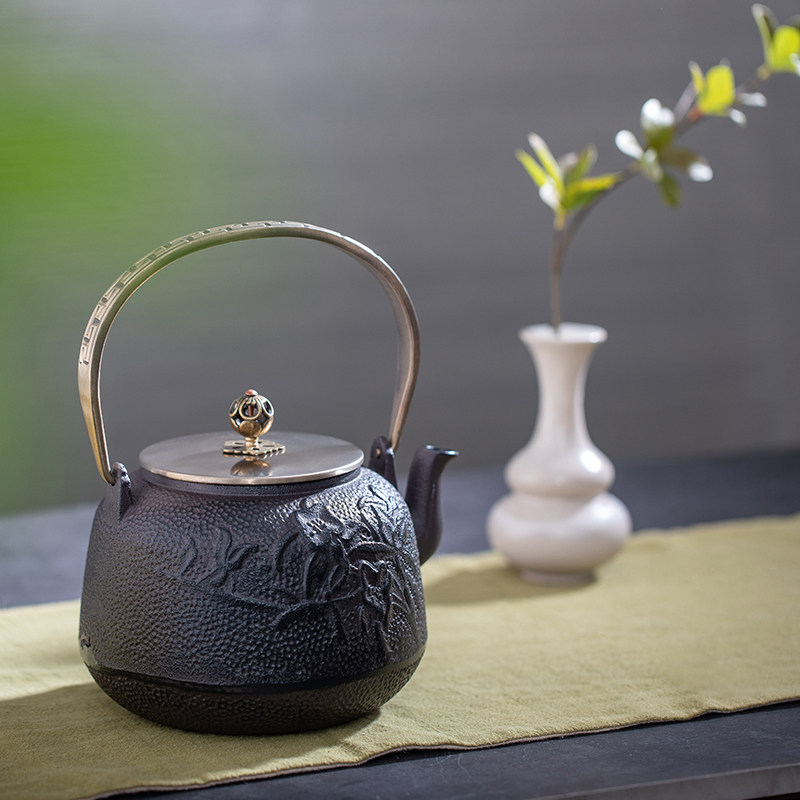 客厅新中式中式样板房茶室摆件茶壶装饰品电陶炉铜壶摆件
