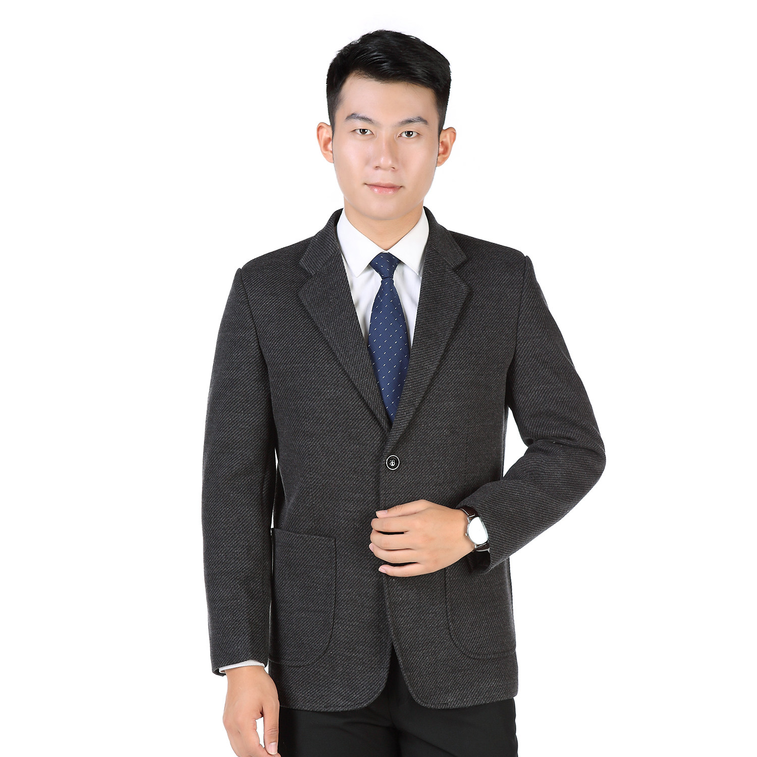 中年休闲西服厚款外套秋冬爸爸加厚单件西装西服