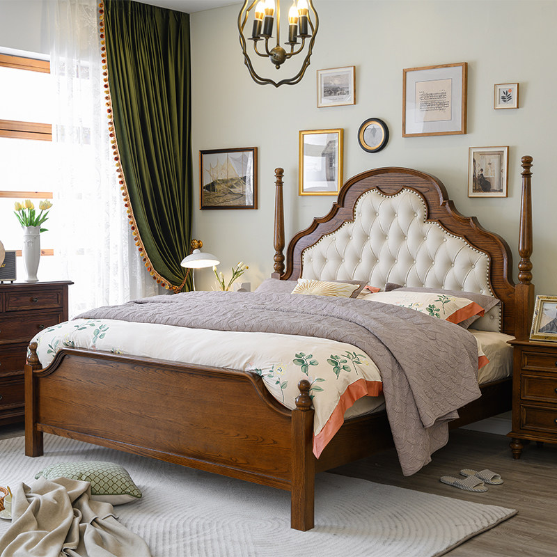 宜宝易森美式实木木床主卧大床复古双人床公主床软实木床