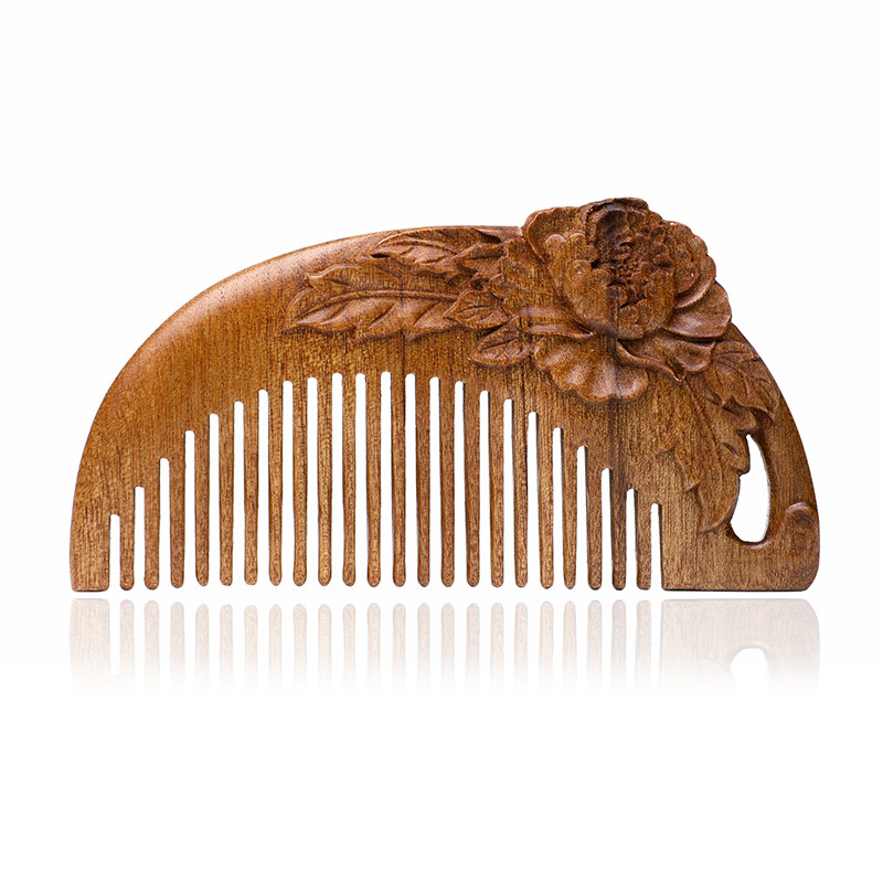 常州邢粮木艺文创潮品金丝楠木木工艺国色天香复古古风梳篦