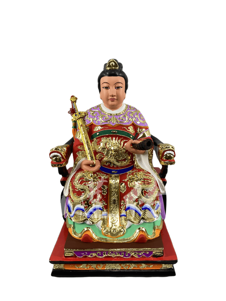 木雕陈靖姑神像临水夫人顺天圣母樟木手工漆线木雕