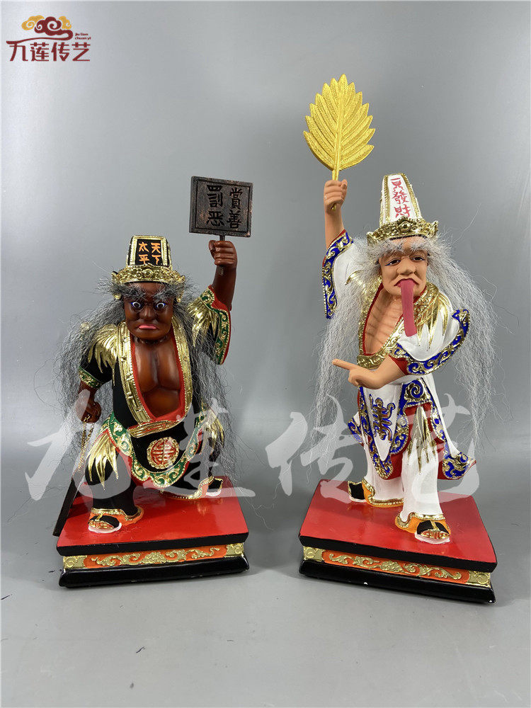 木雕将军25cm线雕手工樟木七爷谢将军伯范大二木雕