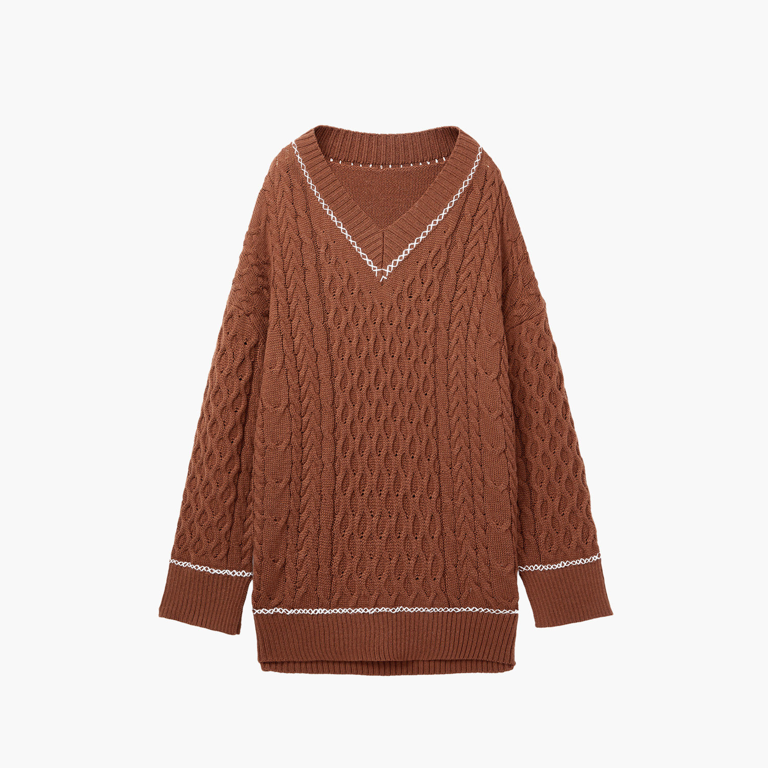 爱居秋季女装毛衣衣时尚领落肩袖撞色拼接微弹毛针织衫