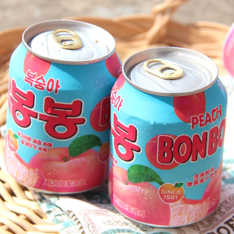 韩国进口 海太水蜜桃果汁白桃果粒果肉饮料网红桃子饮品238ml/罐
