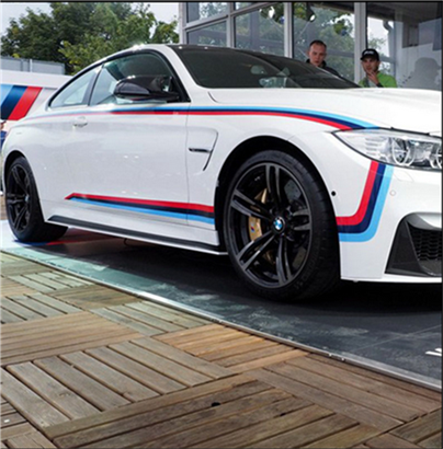 适用于宝马拉花m3m5x3x5x6三色bmw迈锐宝侧裙装饰贴纸汽车装饰贴