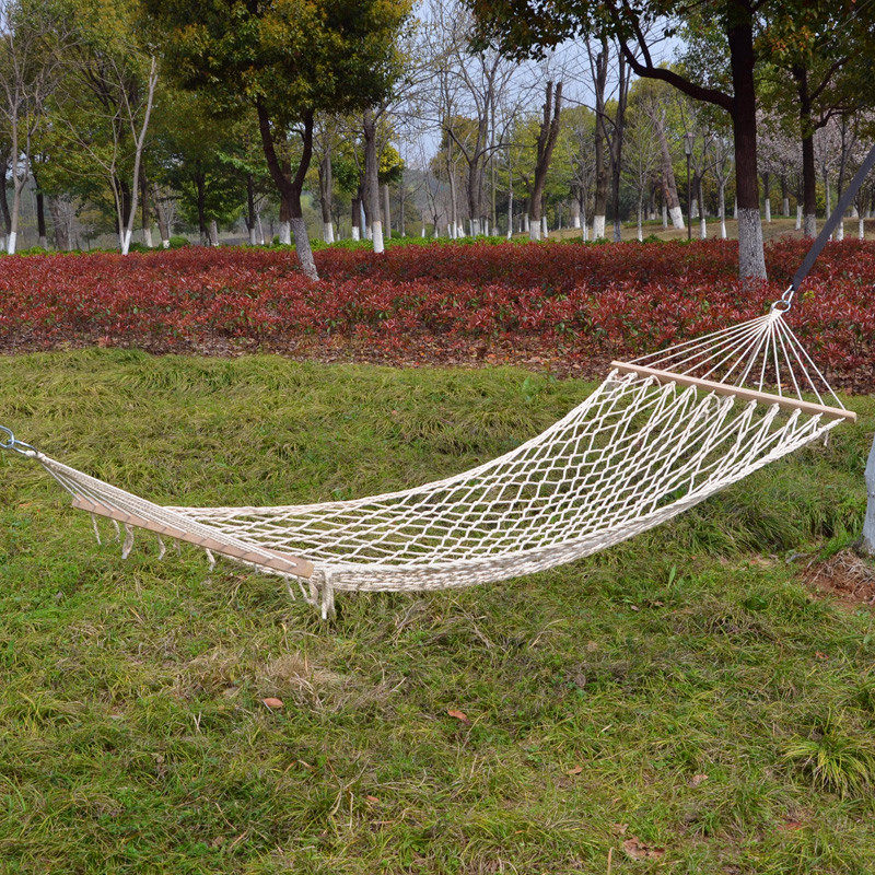 包邮夏季户外网状棉绳吊床90股加粗棉线木棍吊床