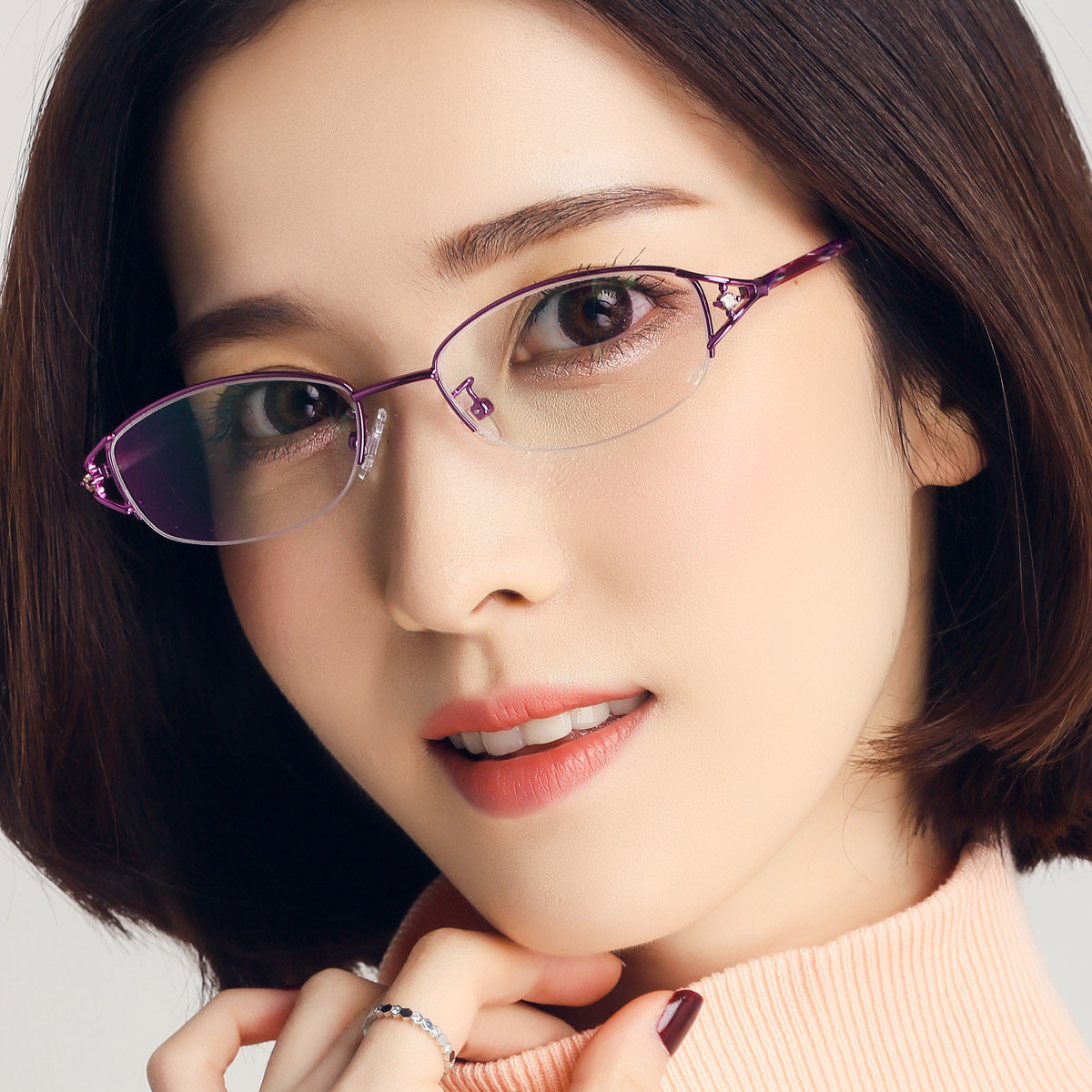 近视可配度数高度数变色镜框圆脸近视眼半框眼小框眼镜架