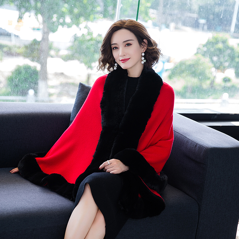 披肩毛加厚外套外搭旗袍加厚狐狸秋冬貂毛斗篷围巾
