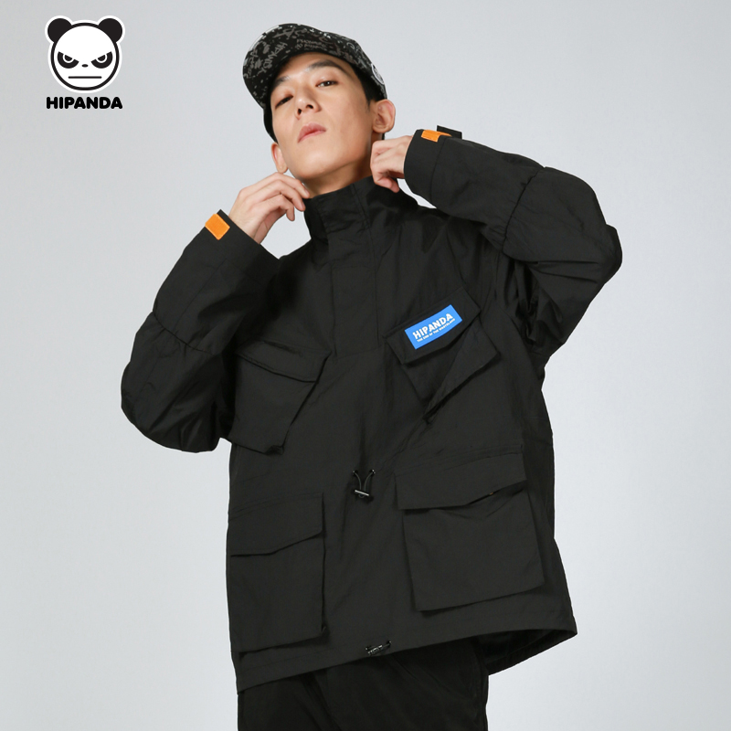 Hipanda街头潮流品牌 男熊猫废土机能套头夹克外套