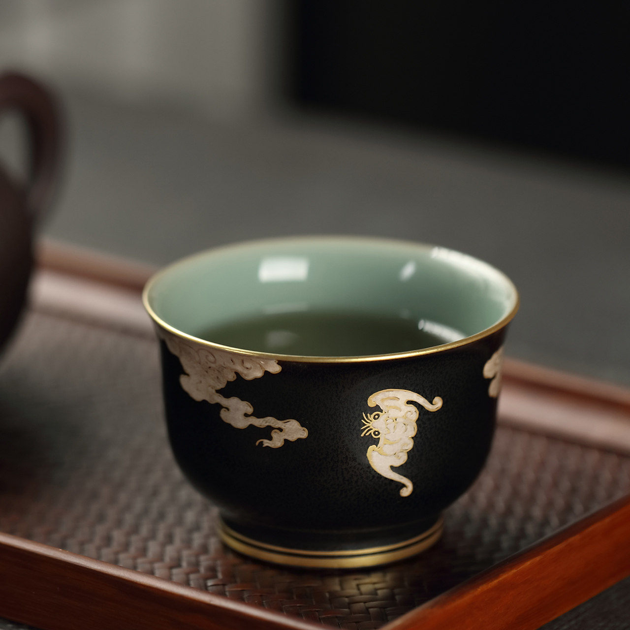 景德镇功夫杯子茶碗青瓷手工茶具功夫茶家用华隐茶杯