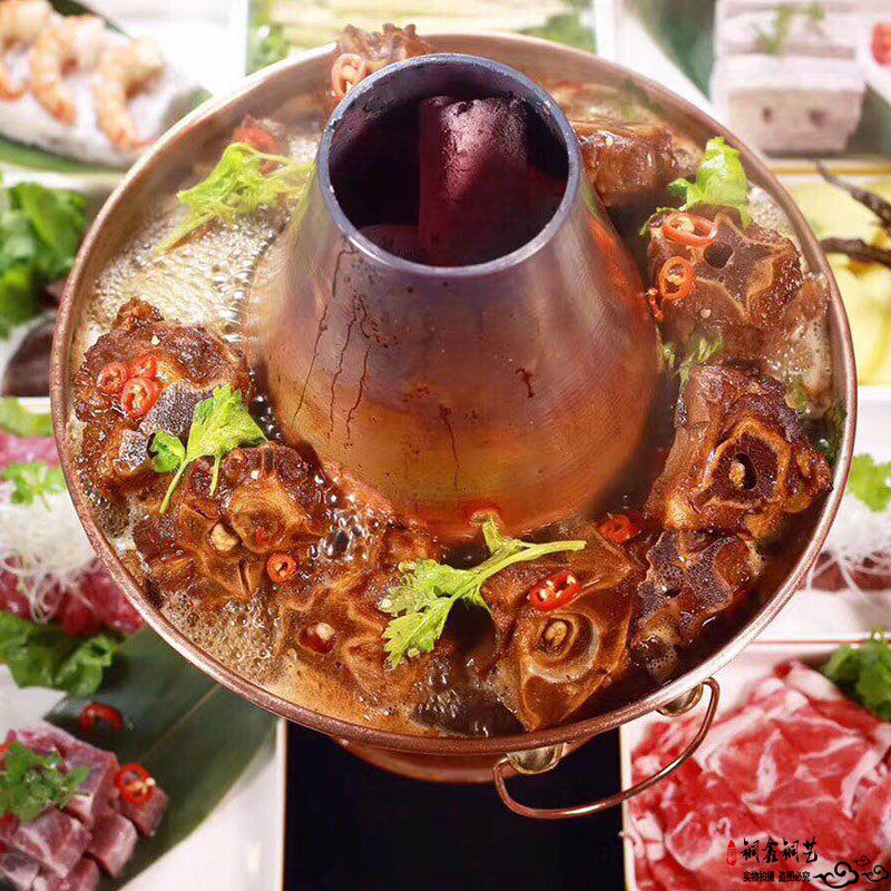 紫铜火锅纯铜家用碳鸳鸯锅烧炭商用老式铜炉老北京铜锅涮羊肉木炭