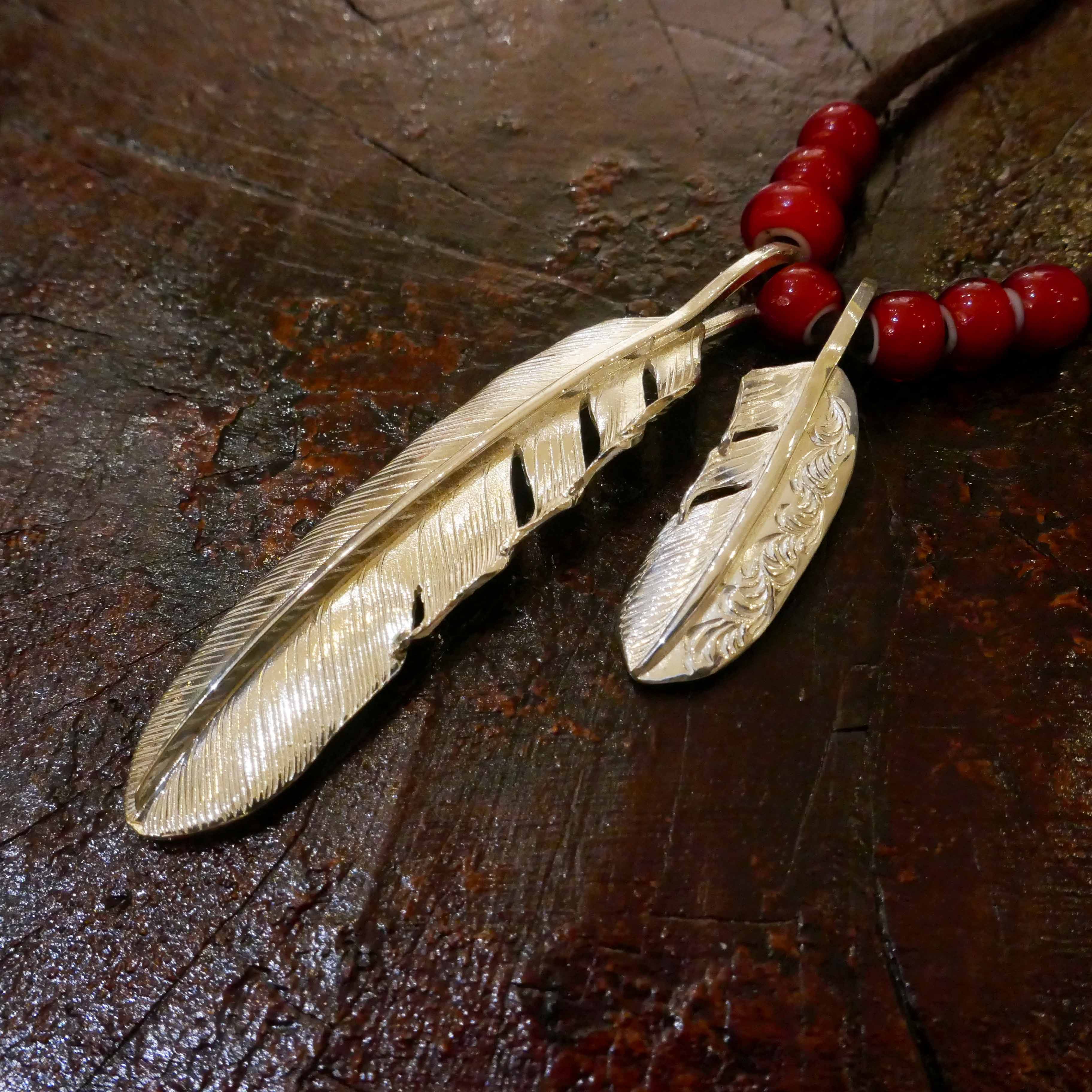 znative原创独立品牌复古手工银饰印第安素羽唐草项坠