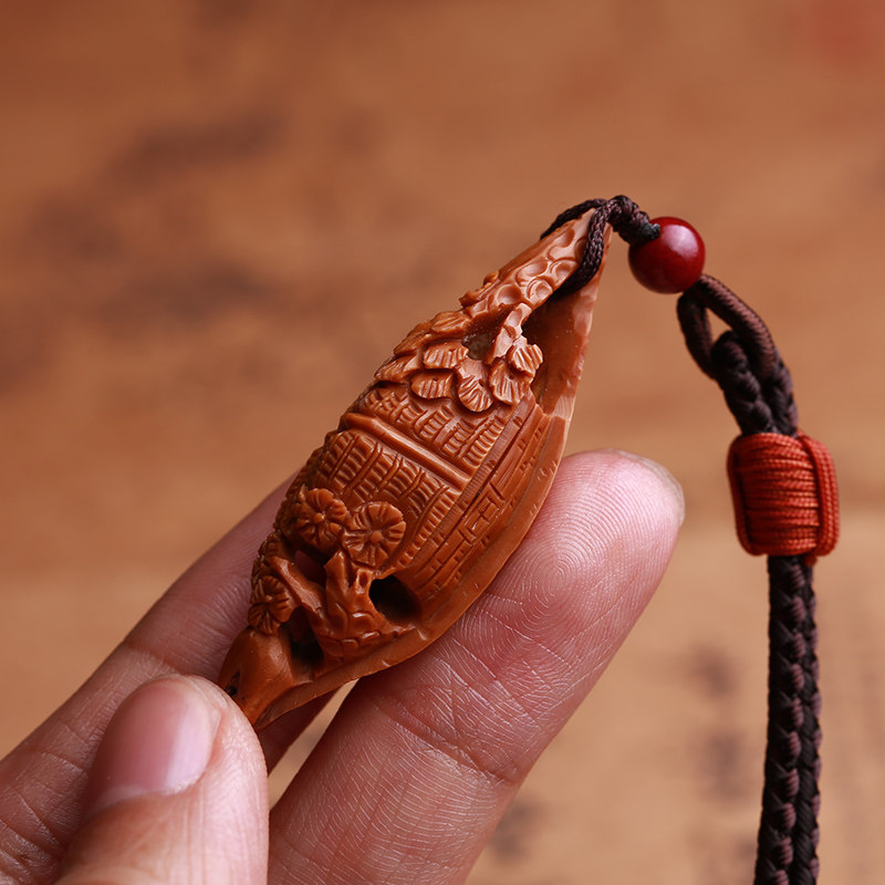 橄榄核舟记单籽单小船胡核雕吊坠挂件项链男女文玩项坠