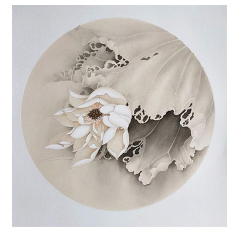 国画工笔打印底稿圆形团扇初学者临摹宣纸过稿国画