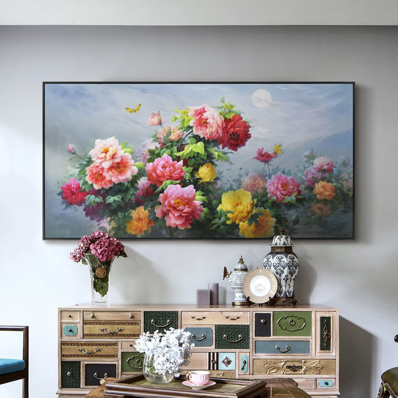 花开富贵牡丹大幅客厅装饰画纯手绘油画沙发背景墙挂画餐厅花卉画