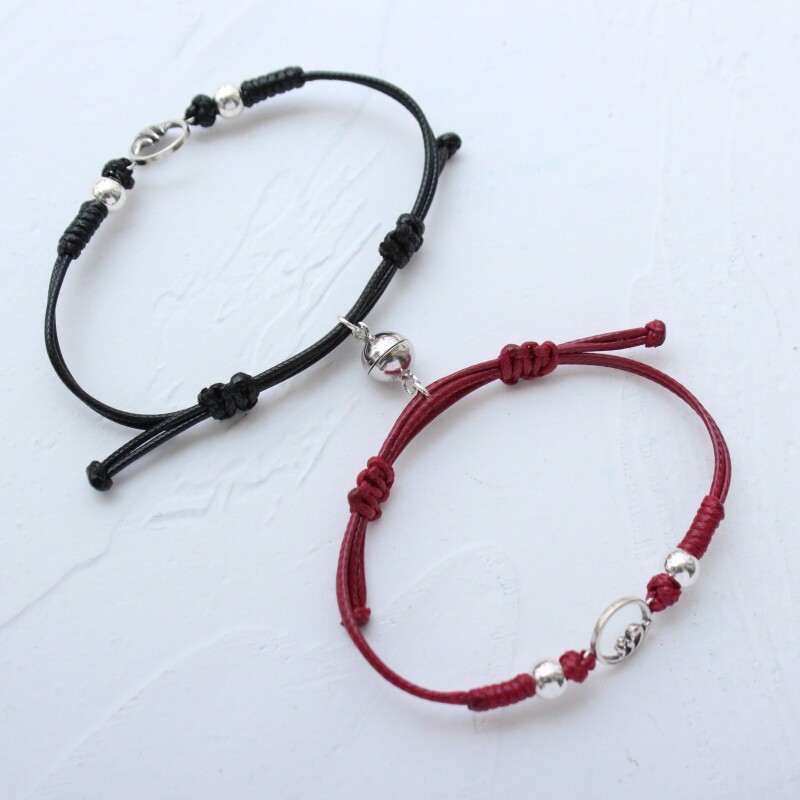 情人节礼物送女朋友纯银情侣款手链一对手绳刻字新款情侣好物首饰