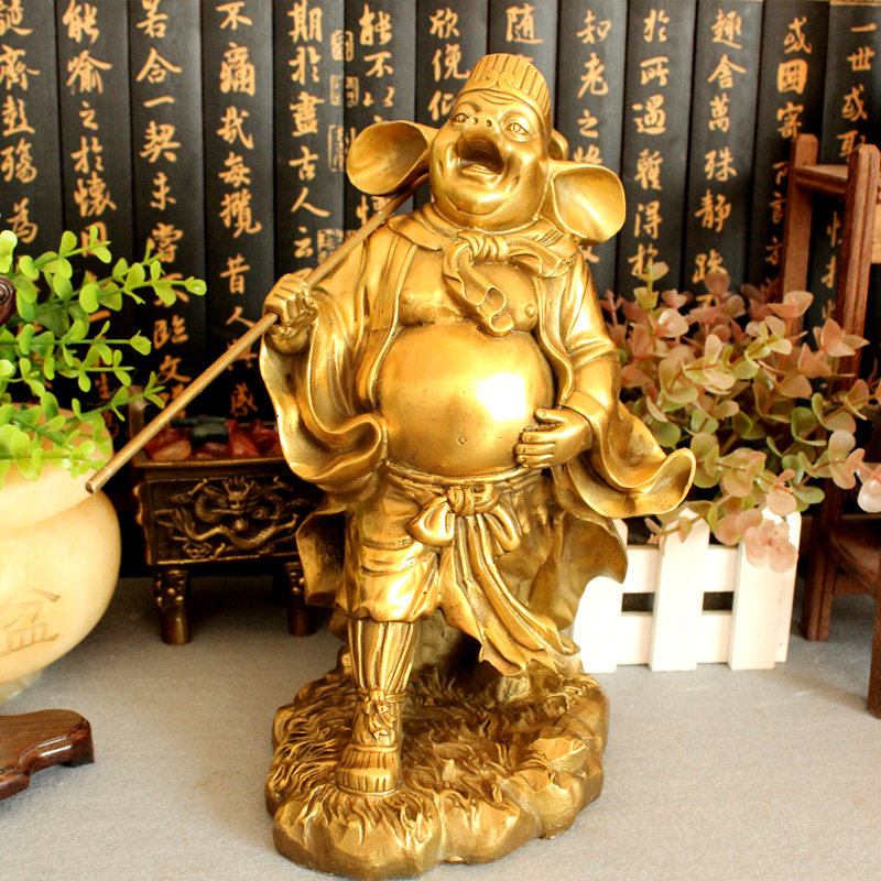 聚缘阁黄铜猪八戒摆件铜猪天蓬元帅铜像十二生肖客厅家居摆件