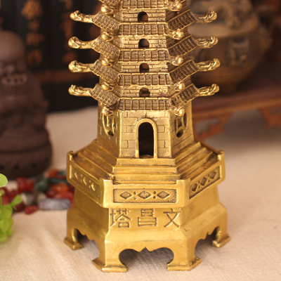 聚缘阁黄铜三层文昌塔15层文昌宝塔学生家居办公室摆设摆件